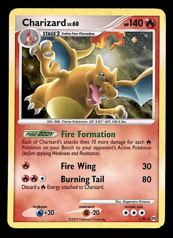 Charizard LV.60 Holo Platinum Arceus 1/99, VG-EX Pokemon Card.