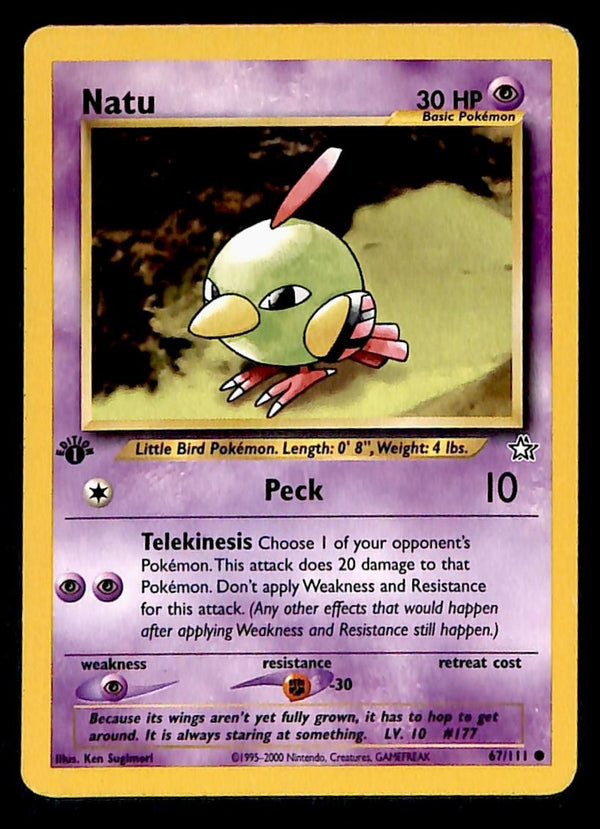 Natu 1st Edition Neo Genesis 67/111, EX Pokemon Card