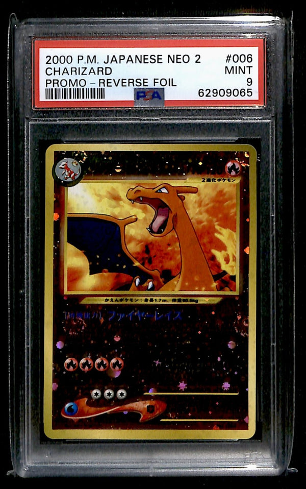 Charizard Reverse Holo Japanese Neo 2 NO. 006, PSA 9 Pokemon Card