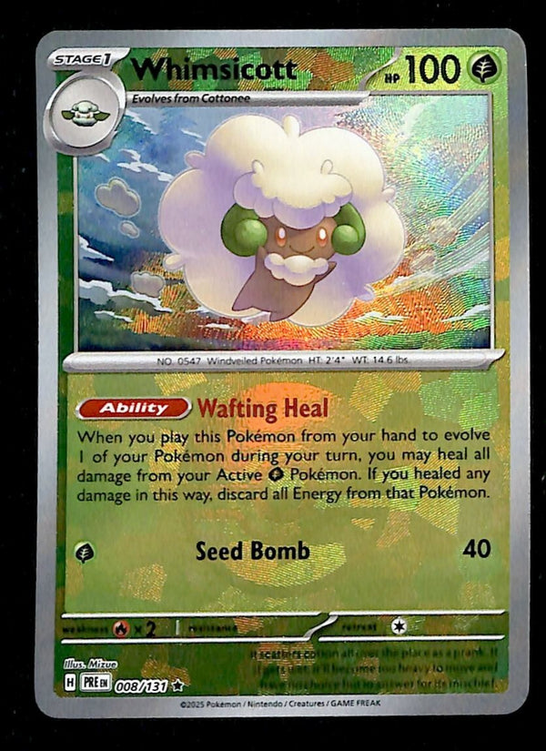 Whimsicott Pokeball Ball Reverse Prismatic Evoloutions 008/131, NM Pokemon Card