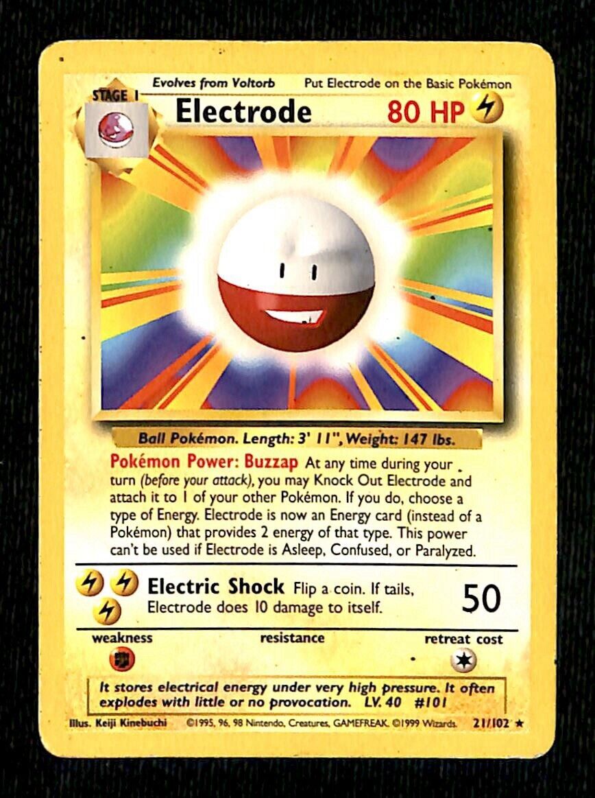 Electrode Base Set 1999 Unlimited Print VG, 21/102 Pokemon Card.