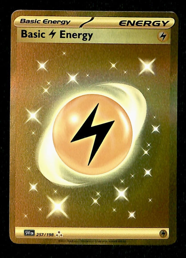 Lightning Enery Gold Card Scarlet & Violet Base 257/198, NM Pokemon Card