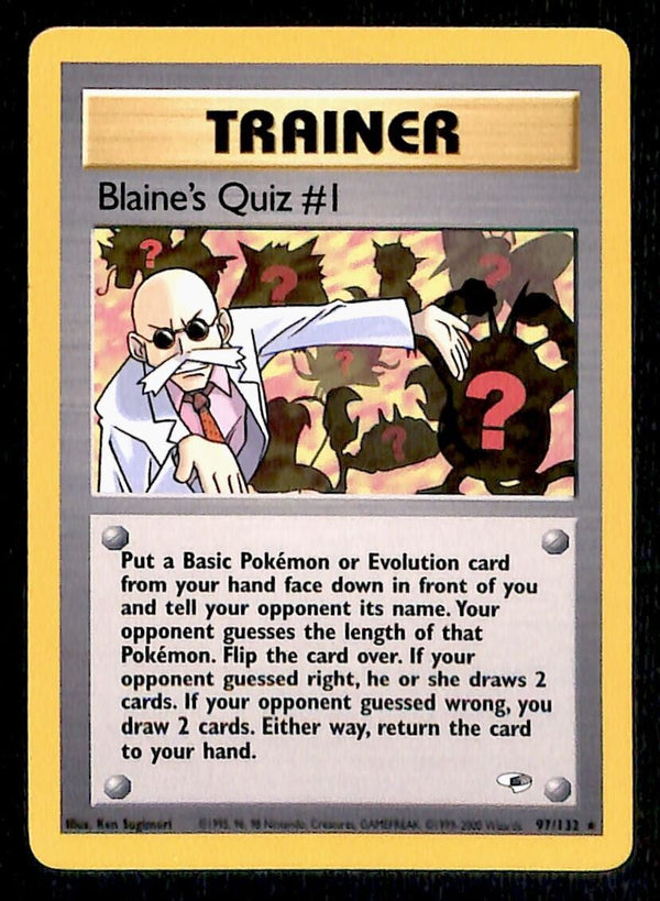 Blaine's Quiz #1 Gym Heroes NM, 97/132 Pokemon Card.