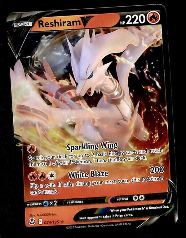 Reshiram V Ultra Rare Silver Tempest 024/195, NM Pokemon Card Reshiram V Ultra Rare Silver Tempest 024/195, NM Pokemon Card