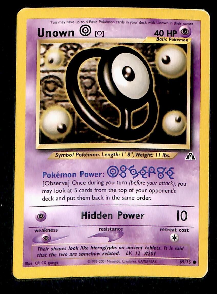 Unown Neo Discovery VG, 69/75 Pokemon Card.