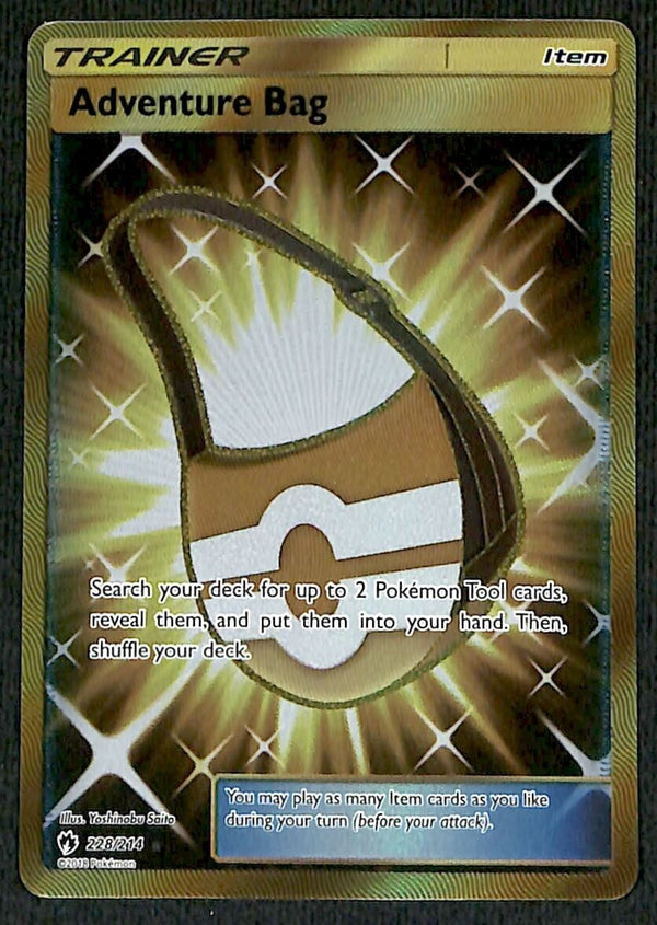 Adventure Bag Gold Card Lost Thunder 228/214 NM Pokemon Card