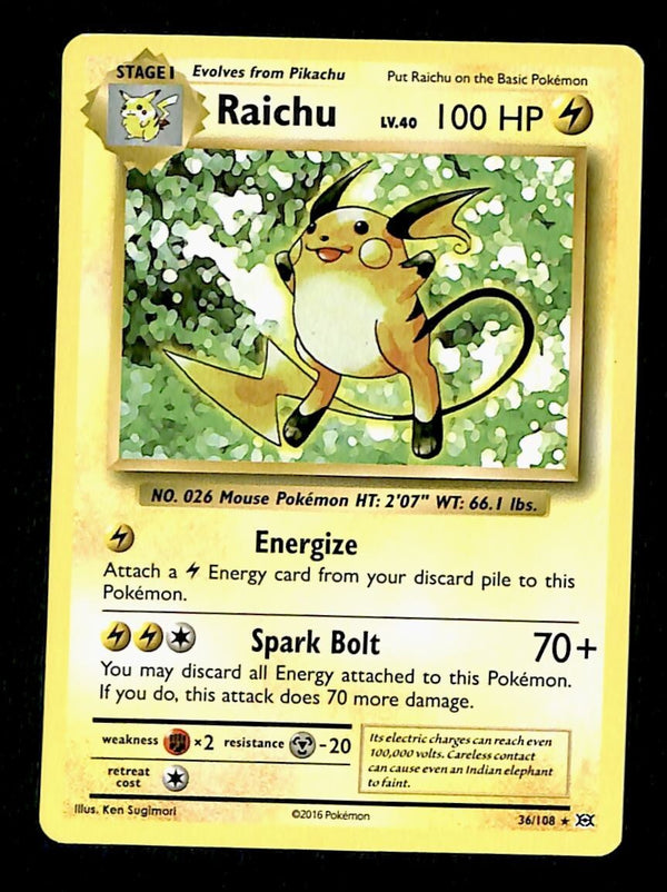 Raichu Evolutions 36/108, NM Pokemon Card Raichu Evolutions 36/108, NM Pokemon Card