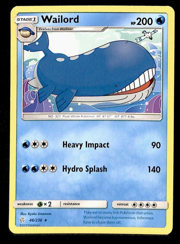 Wailord Non Holo Rare Common Unified Minds 46/236, NM Pokemon Card