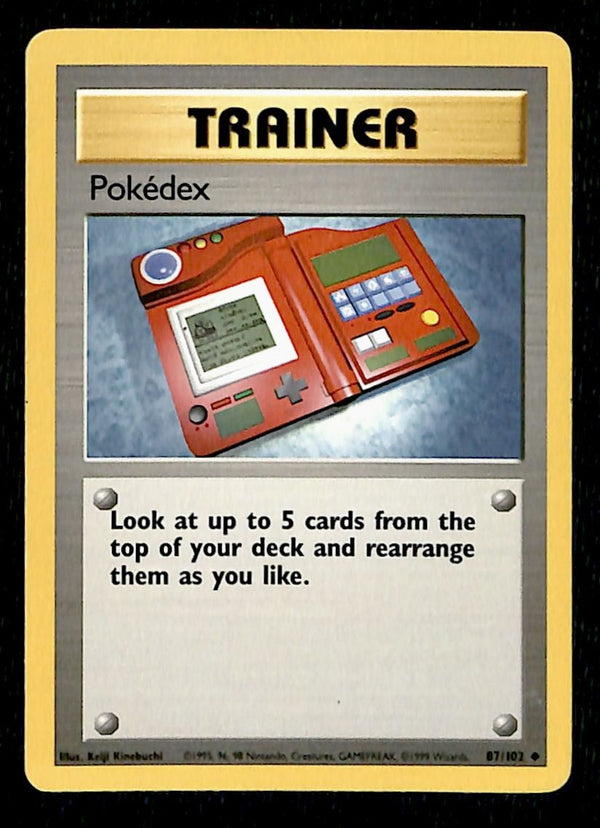 Pokedex Base Set 1999 Unlimited Print LP, 87/102 Pokemon Card.