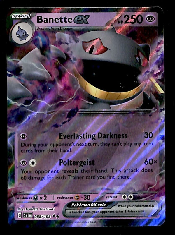 Banette EX Ultra Rare Scarlet & Violet Bae 088/198, NM Pokemon Card Banette EX Ultra Rare Scarlet & Violet Bae 088/198, NM Pokemon Card