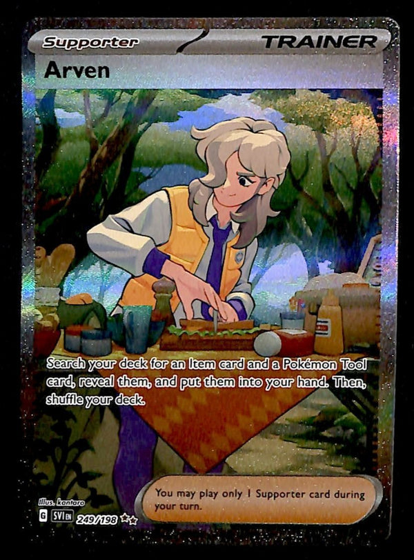 Arven Full Art Trainer Rare Scarlet & Violet Base 249/198, NM Pokemon Card