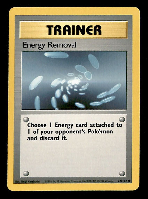 Energy Removal Base Set 1999 Unlimited Print NM, 92/102 Pokemon Card.