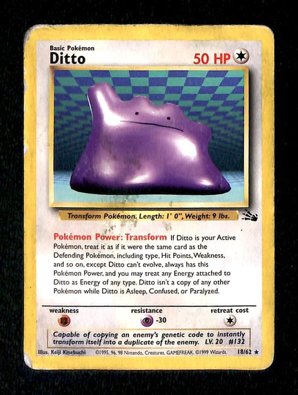 Ditto Fossil VG, 18/62 Pokemon Card