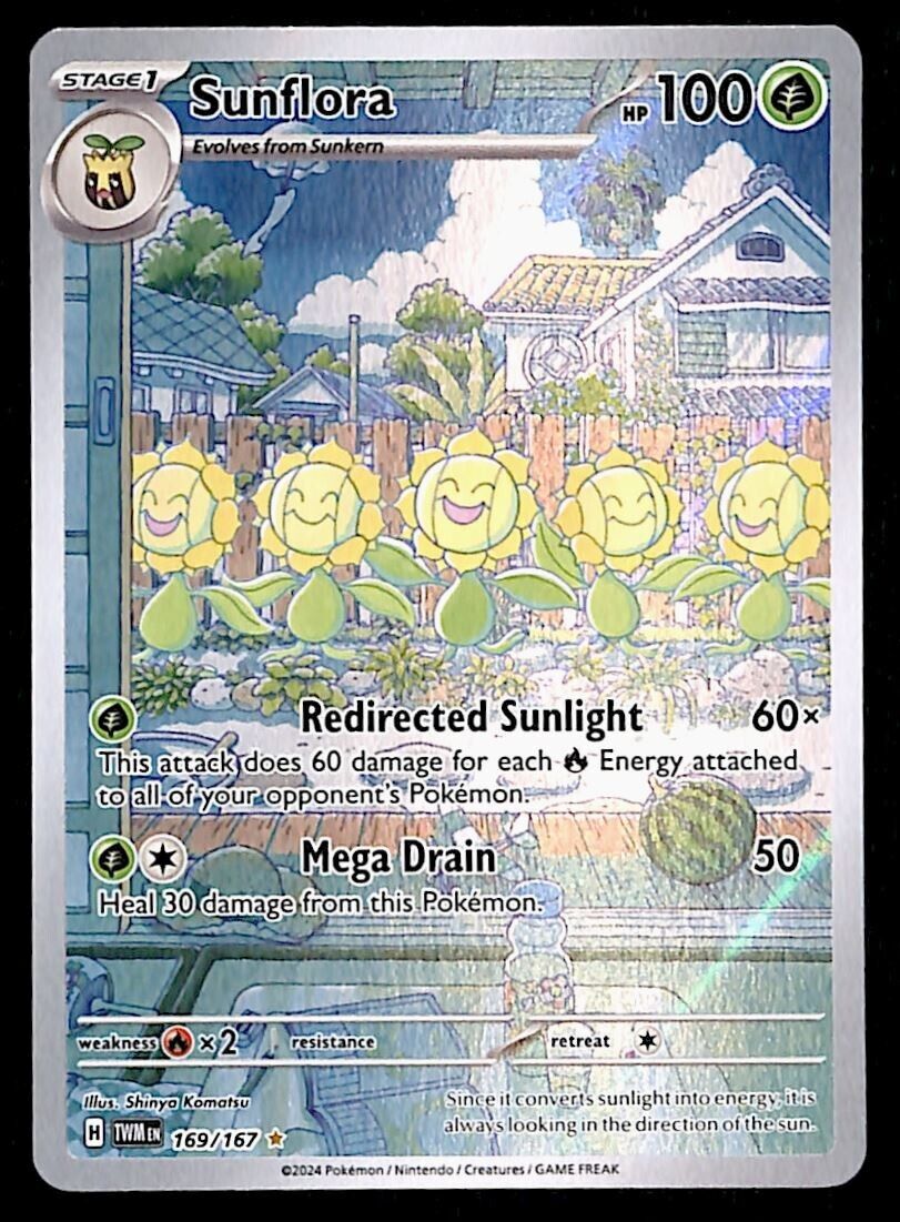 Sunflora Full Art Illustration Rare Twilight Masquerade 169/167, NM Pokemon Card