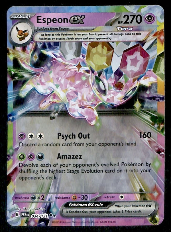 Espeon EX Ultra Rare Prismatic Evoloutions 034/131, NM Pokemon Card