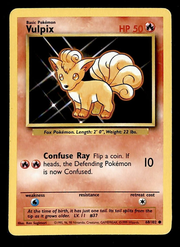 Vulpix Base Set 1999 Unlimited Print NM, 68/102 Pokemon Card.