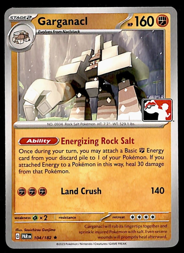 Garganacl Play! Stamped, Paradox Rift 104/182,NM Pokemon Card
