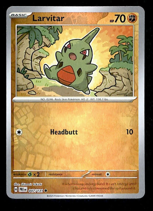 Larvitar Reverse Holo Prismatic Evoloutions 047/131, NM Pokemon Card