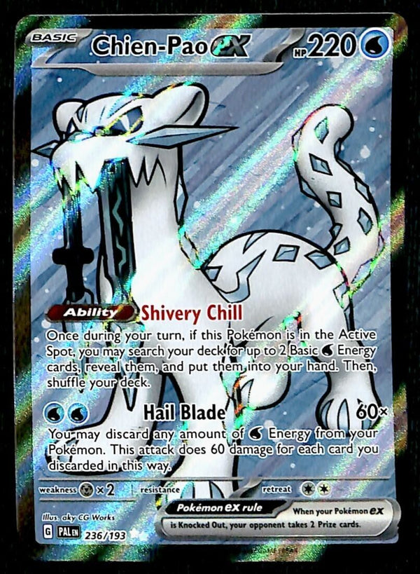 Chien-Pao EX Full Art Paldea Evolved 236/193, NM Pokemon Card Chien-Pao EX Full Art Paldea Evolved 236/193, NM Pokemon Card