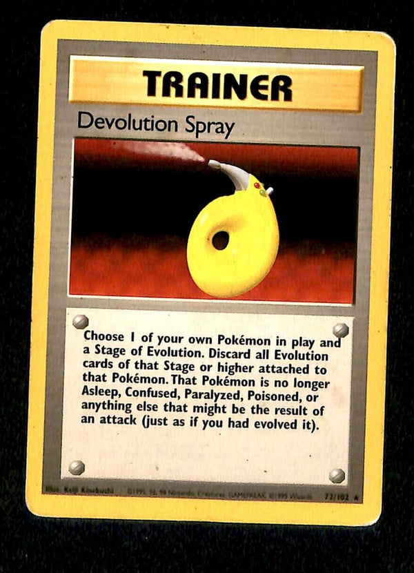 Devolutions Spray Base Set 1999 Unlimited Print VG, 72/102 Pokemon Car Devolutions Spray Base Set 1999 Unlimited Print VG, 72/102 Pokemon Car