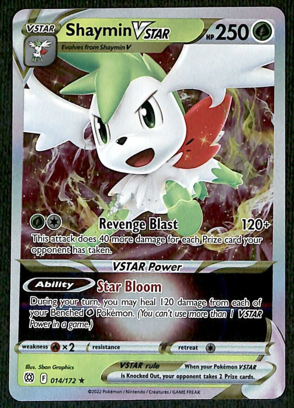 Shaymin Vstar Ultra Rare Brillint Stars 014/172, NM Pokemon Card