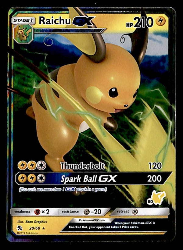 Raichu GX Battle Academy Hidden Fates 20/68, NM Pokemon Card Raichu GX Battle Academy Hidden Fates 20/68, NM Pokemon Card