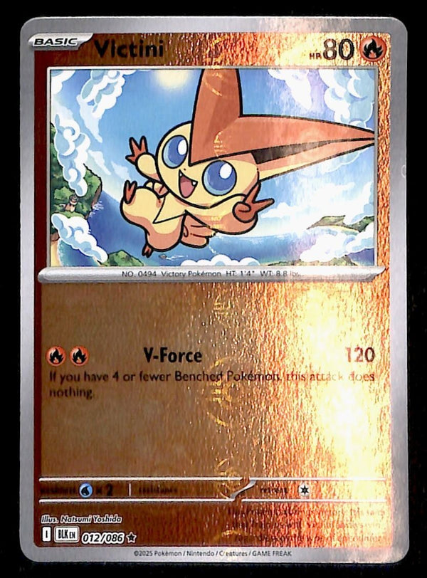 Victini Pokeball Reverse Holo Black Bolt 012/086, NM Pokemon Card