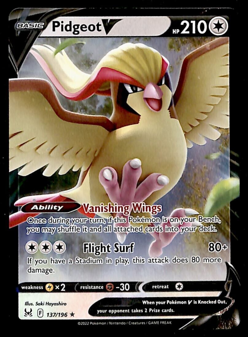 Pidgeot V Lost Origin Ultra Rare 137/196, NM Pokemon Card