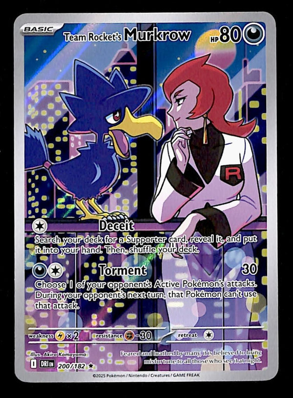 pokemon murkrow card Team Rockets Murkrow Illustration Rare Destined Rivals NM, 200/182 Pok