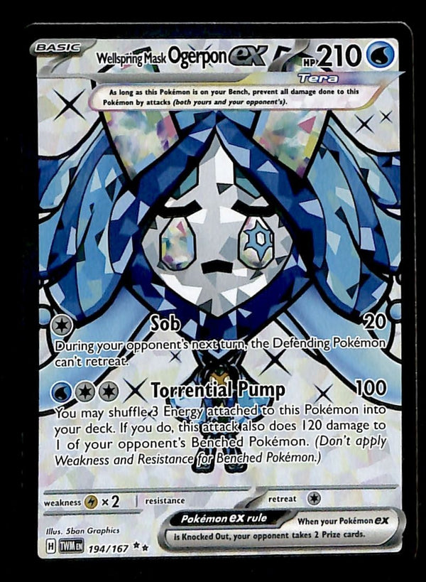 Wellspring Mask Ogerpon ex Full Art Twilight Masquerade 194/167, NM Pokemon Card