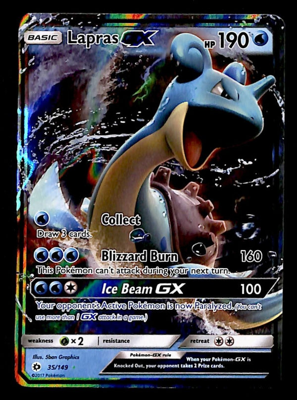 Lapras GX Ultra Rare Sun & Moon 35/149, NM Pokemon Card