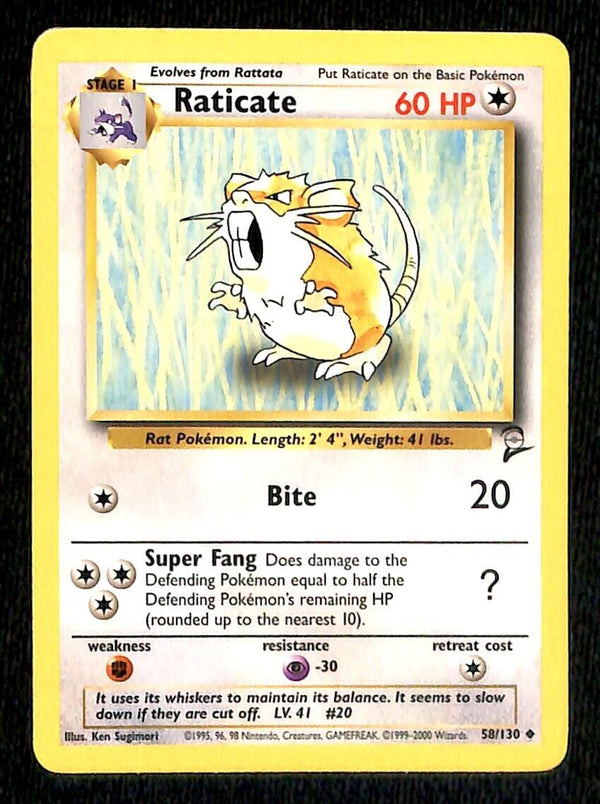 Raticate Base Set 2 EX, 58/130 Pokemon Card