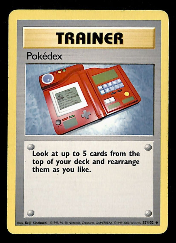 Pokedex Base Set 1999-2000 4th Print LP, 87/102 Pokemon Card.