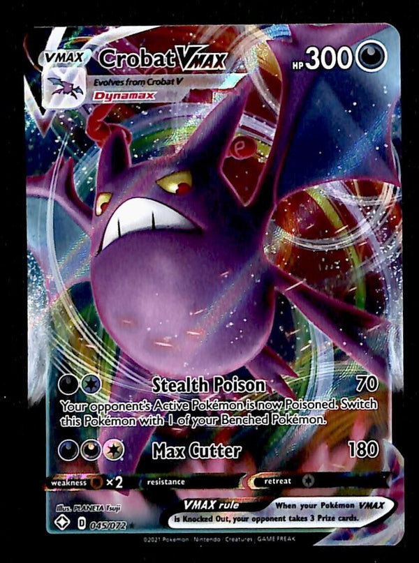 Crobat Vmax Ultra Rare Shining Fates 045/072, NM Pokemon Card