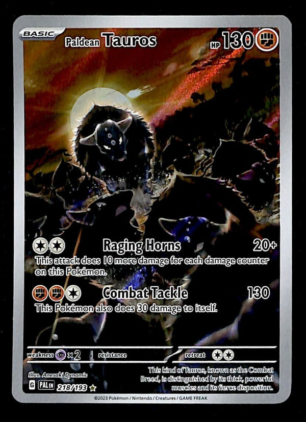 Paldean Tauros Illistration Rare Paldea Evolved 218/193, NM Pokemon Card