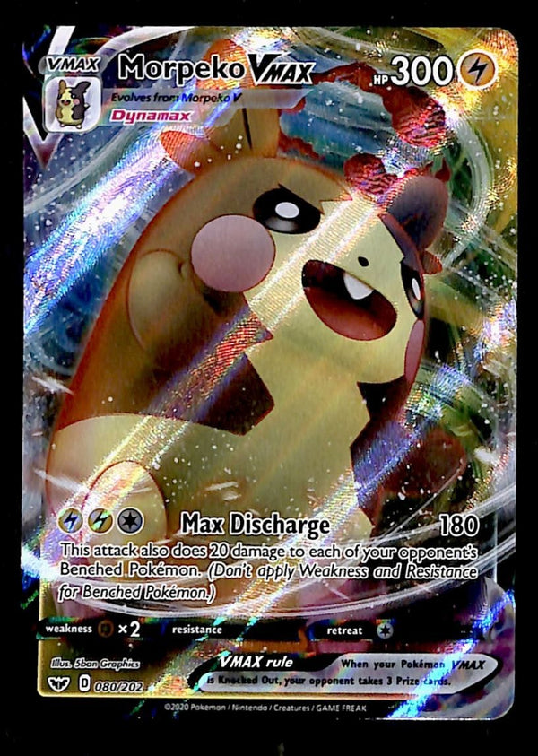 Morpeko VMAX Full Art Sword & Shield 080/202, NM Pokemon Card