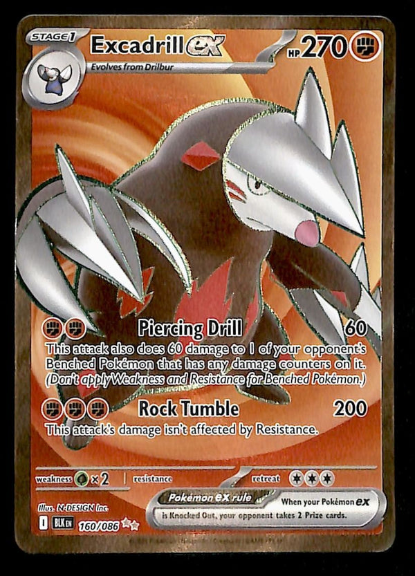 Excadrill ex Full Art Black Bolt 160/086, NM Pokemon Card