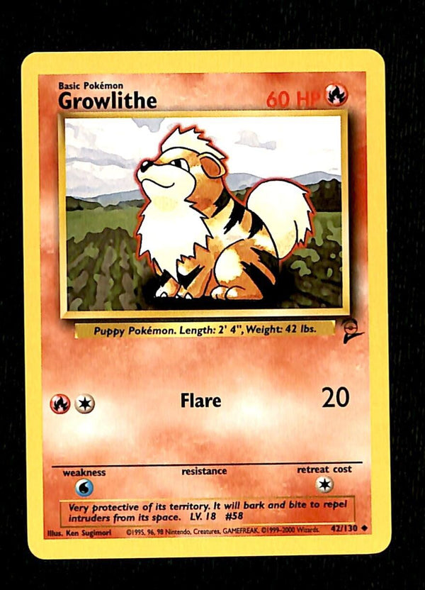Growlithe Base Set 2 NM, 42/130 Pokemon Card
