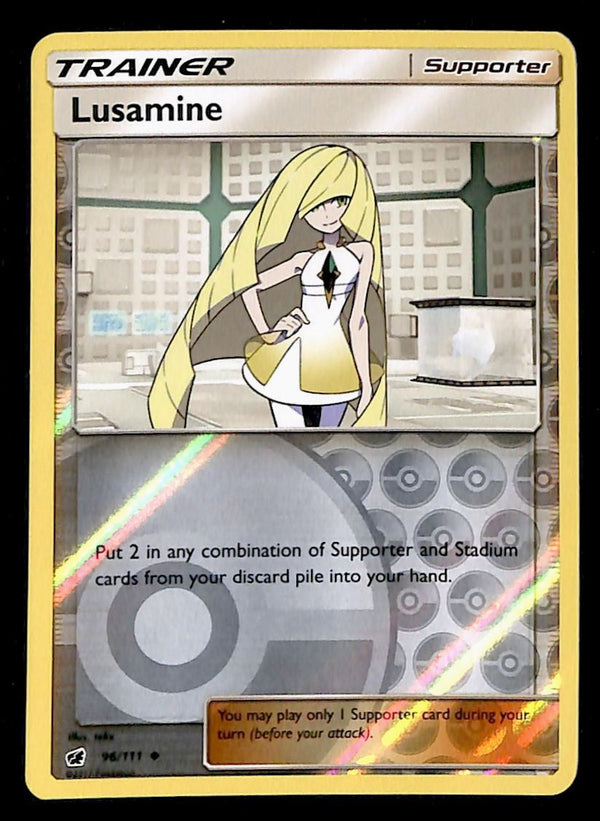 Lusamine Reverse Holo Trainer Crimson Invasion 96/111, NM Pokemon Card