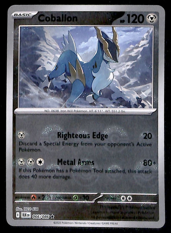 Cobalion Pokeball Reverse Holo Black Bolt 066/086, NM Pokemon Card