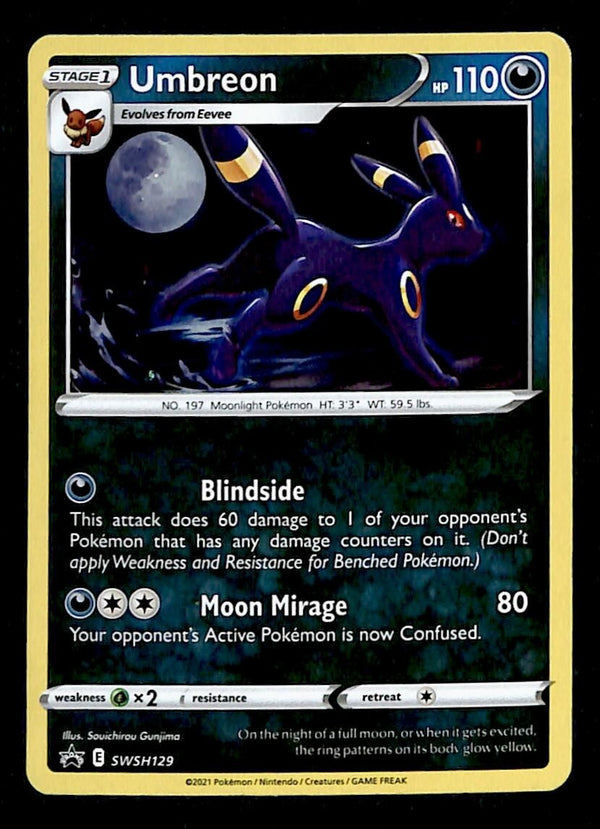 Umbeon Holo Black Star Promo SWSH129, EX Pokemon Card