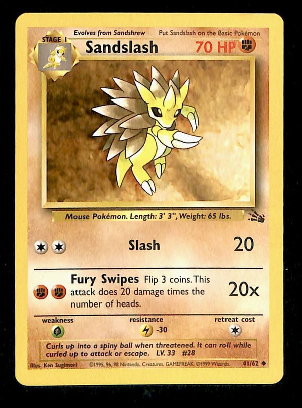 Sandslash Fossil MP, 41/62 Pokemon Card