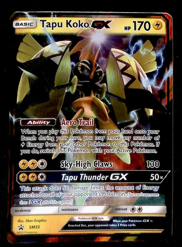 Tapu Koko GX Black Star Promo SM33,VG Pokemon Card