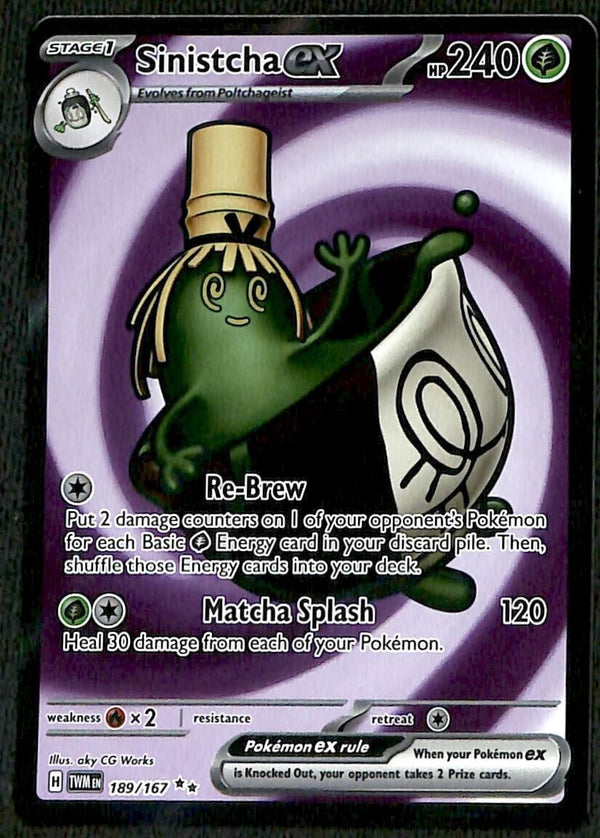 sinistcha pokemon card Sinistcha ex Twilight Masquerade 189/167, NM Pokemon Card