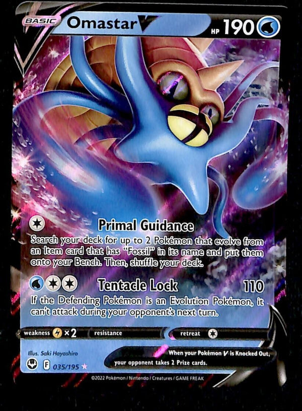 Omastar V Silver Tempest 035/195, NM Pokemon Card