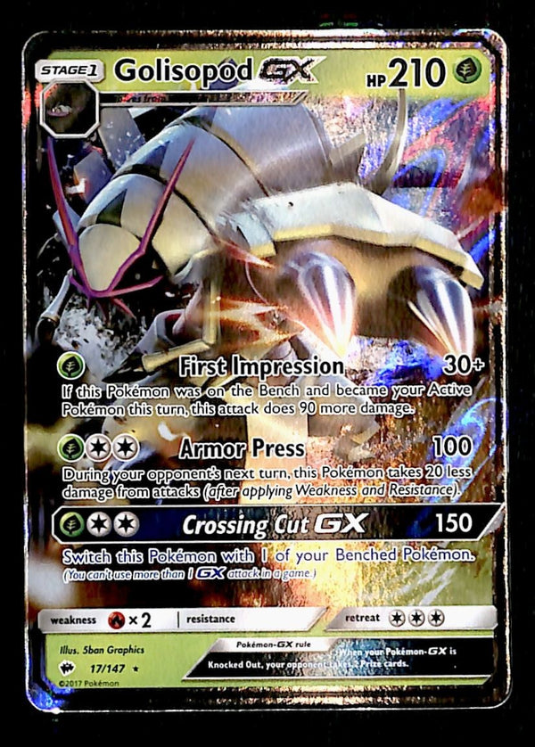 Golisopod GX Ultra Rare Burning Shadows 17/147, NM Pokemon Card