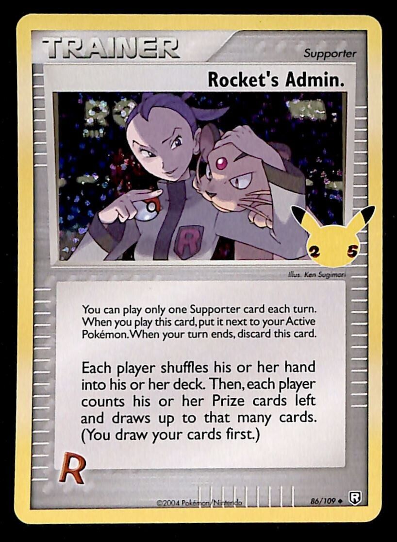 Rockets Admin Celebrations 25th Anniversary 86/109, NM Pokemon Card