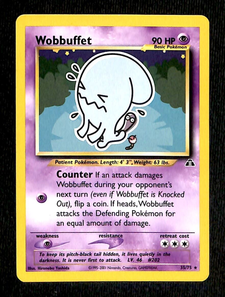 Wobbuffet Neo Discovery NM, 35/75 Pokemon Card.