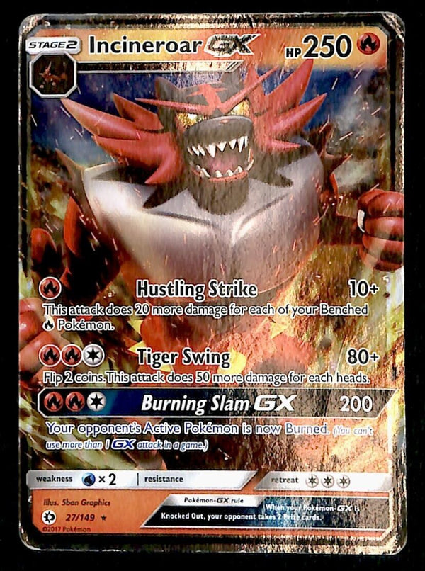 Incineroar GX Sun & Moon Base 27/149, VG Pokemon Card