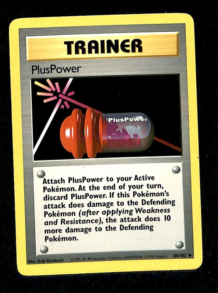 PlusPower Base Set 1999 Unlimited Print EX, 84/102 Pokemon Card.